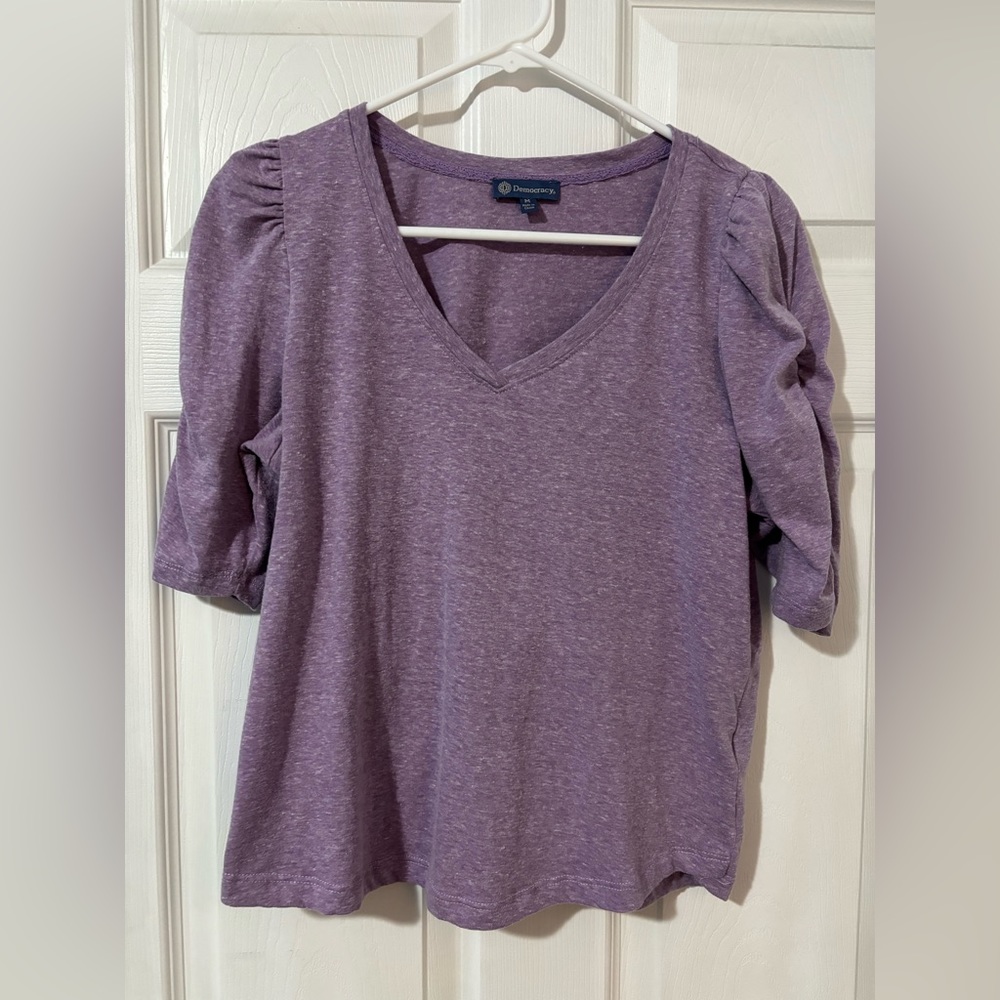 Democracy Purple V-Neck Top